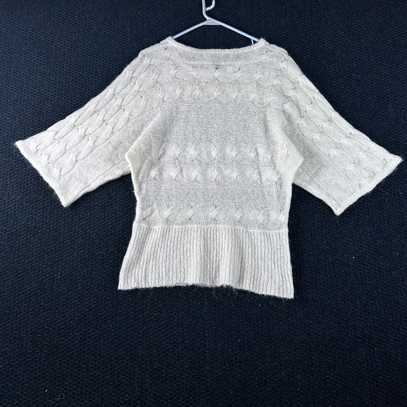 mac & jac Mohair Blend Cable Knit 1/4 Sleeve Sweater Cream Women's Size M - Picture 2 of 8